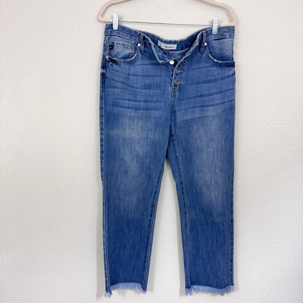 KanCan Womens Taurus High Rise Straight Leg Jeans Size 11/29 Frayed Hem Blue